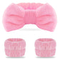 WSYUB Makeup Headbands, 1pcs Black Spa Headband Fluffy Bow Tie Headband Microfiber Face, and 2Pcs Wrist Spa Wash Band Absorbent Wristbands, for Washing Face Skin Care