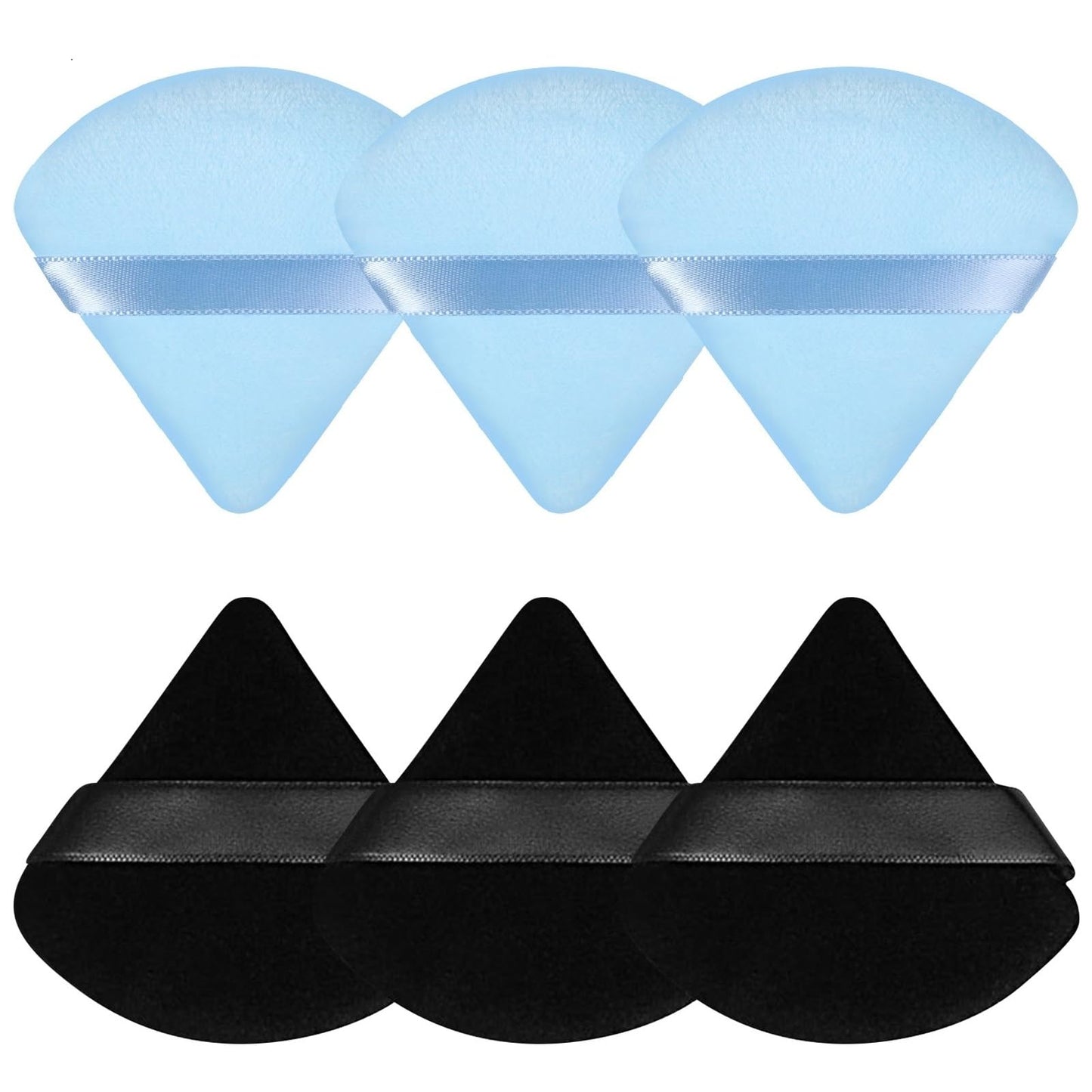 Pimoys 6 Pcs Powder Puff, Face Soft Triangle Makeup Puff Velet Makeup Sponge for Loose Powder (Green)