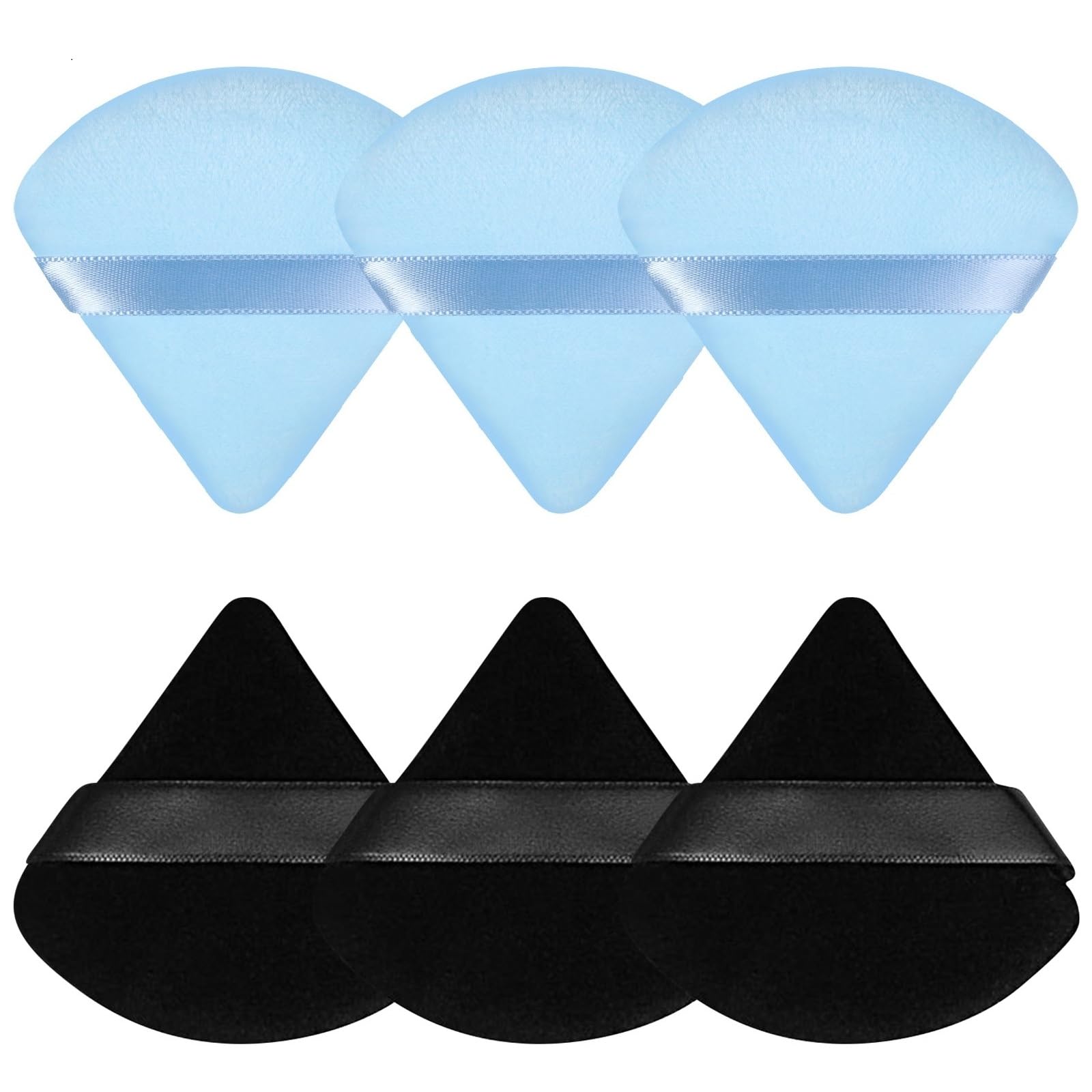 Pimoys 6 Pcs Powder Puff, Face Soft Triangle Makeup Puff Velet Makeup Sponge for Loose Powder (Green)