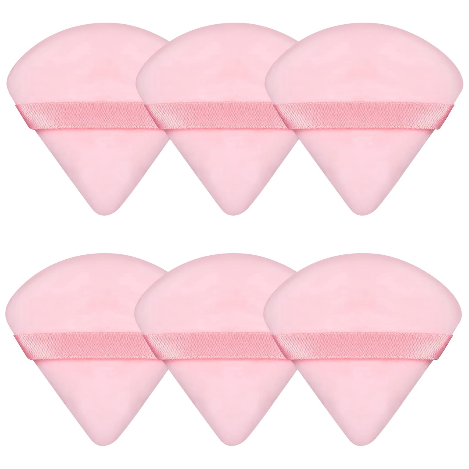 Pimoys 6 Pcs Powder Puff, Face Soft Triangle Makeup Puff Velet Makeup Sponge for Loose Powder (Green)
