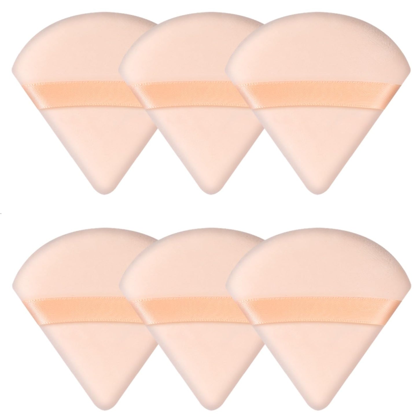 Pimoys 6 Pcs Powder Puff, Face Soft Triangle Makeup Puff Velet Makeup Sponge for Loose Powder (Green)