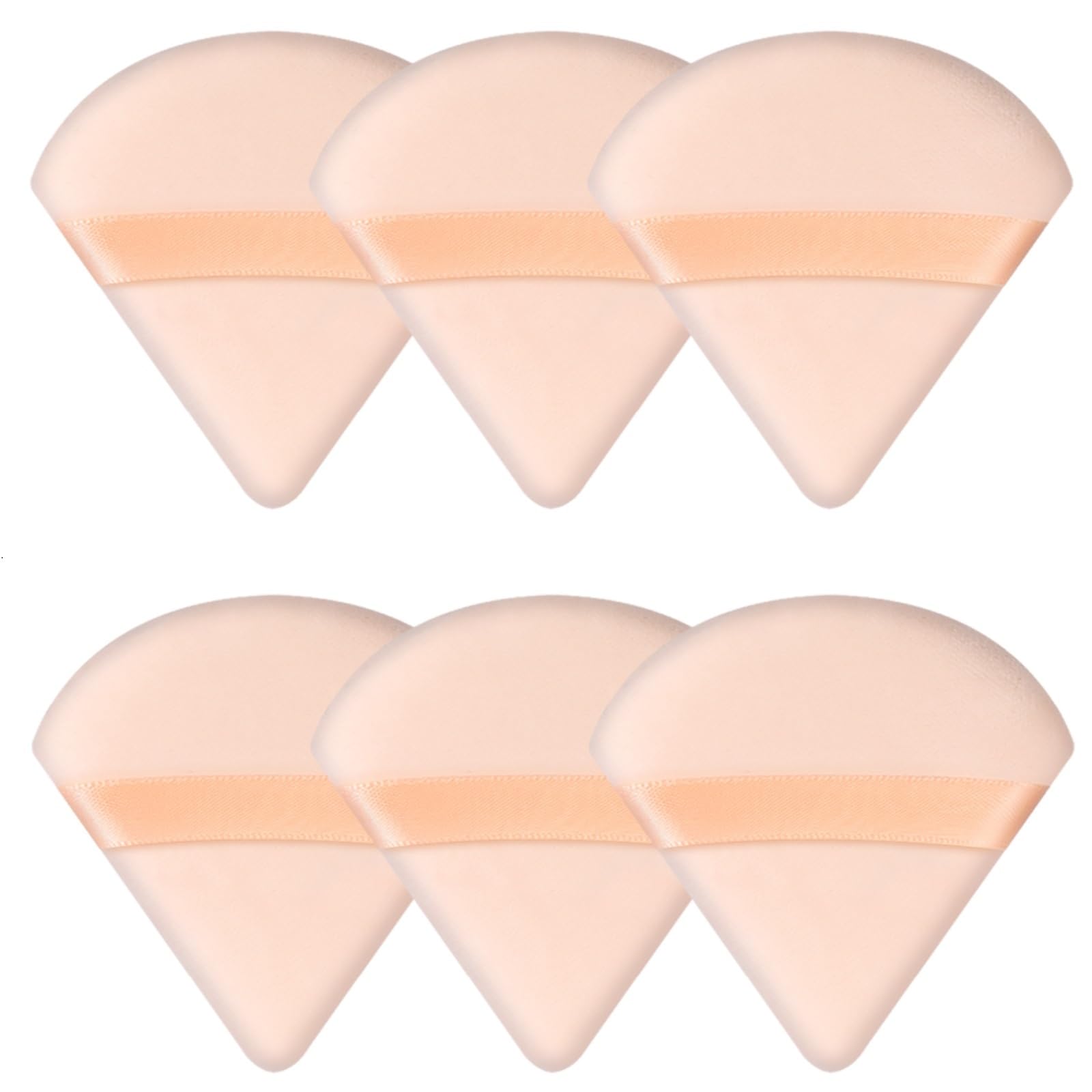 Pimoys 6 Pcs Powder Puff, Face Soft Triangle Makeup Puff Velet Makeup Sponge for Loose Powder (Green)