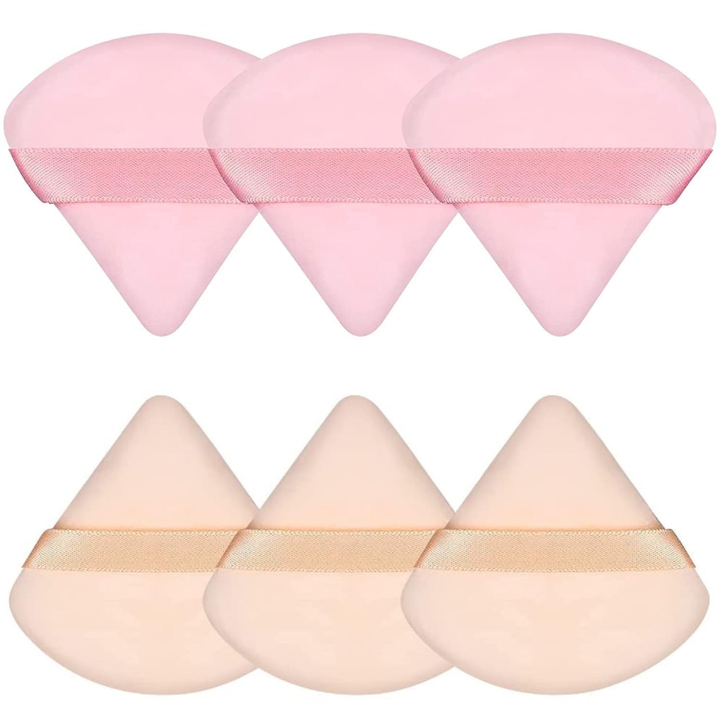 Pimoys 6 Pcs Powder Puff, Face Soft Triangle Makeup Puff Velet Makeup Sponge for Loose Powder (Green)