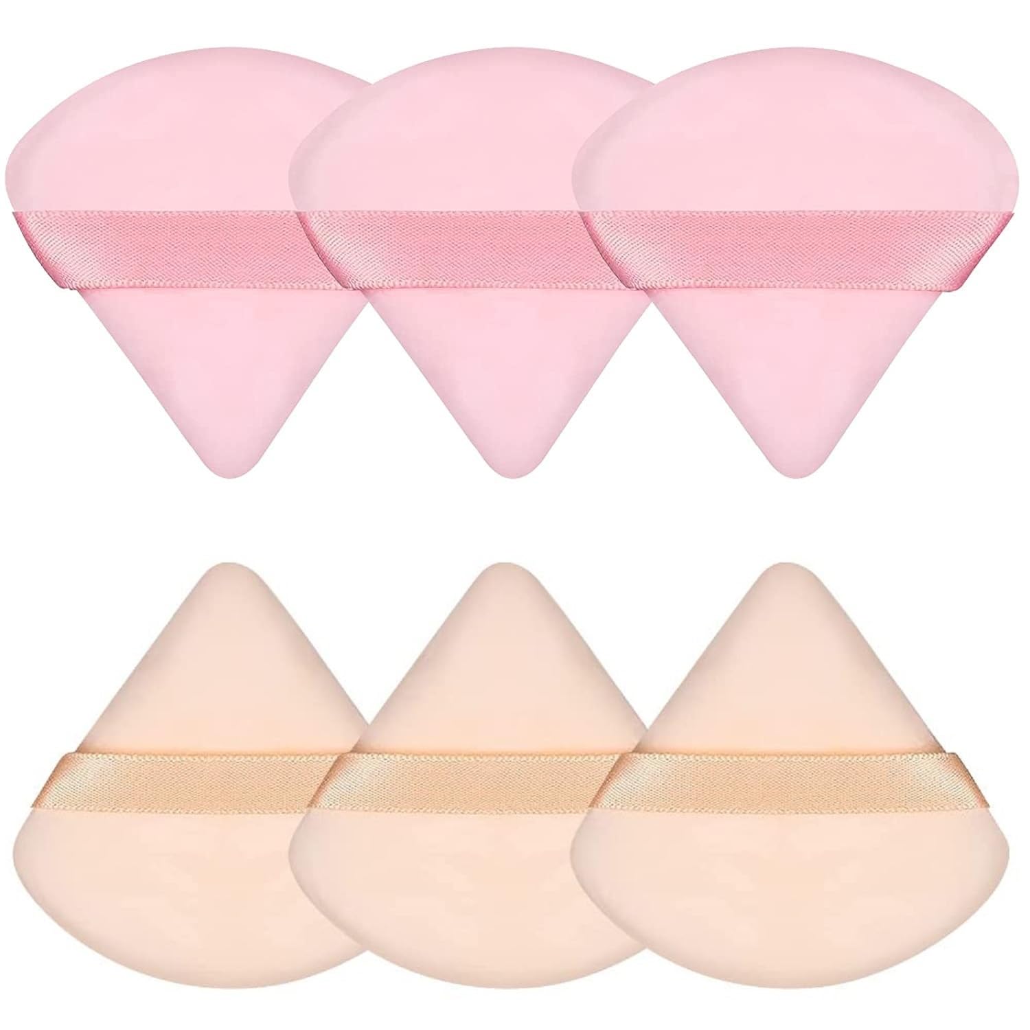 Pimoys 6 Pcs Powder Puff, Face Soft Triangle Makeup Puff Velet Makeup Sponge for Loose Powder (Green)