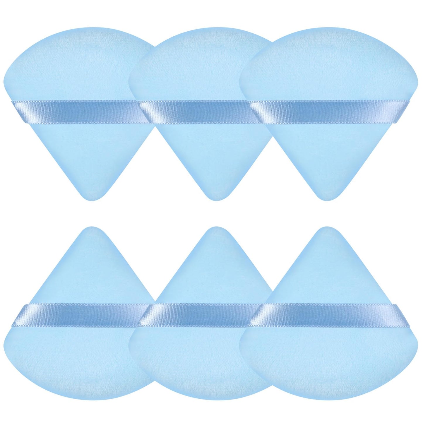 Pimoys 6 Pcs Powder Puff, Face Soft Triangle Makeup Puff Velet Makeup Sponge for Loose Powder (Green)
