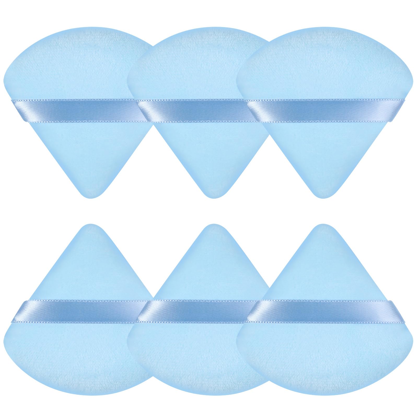 Pimoys 6 Pcs Powder Puff, Face Soft Triangle Makeup Puff Velet Makeup Sponge for Loose Powder (Green)