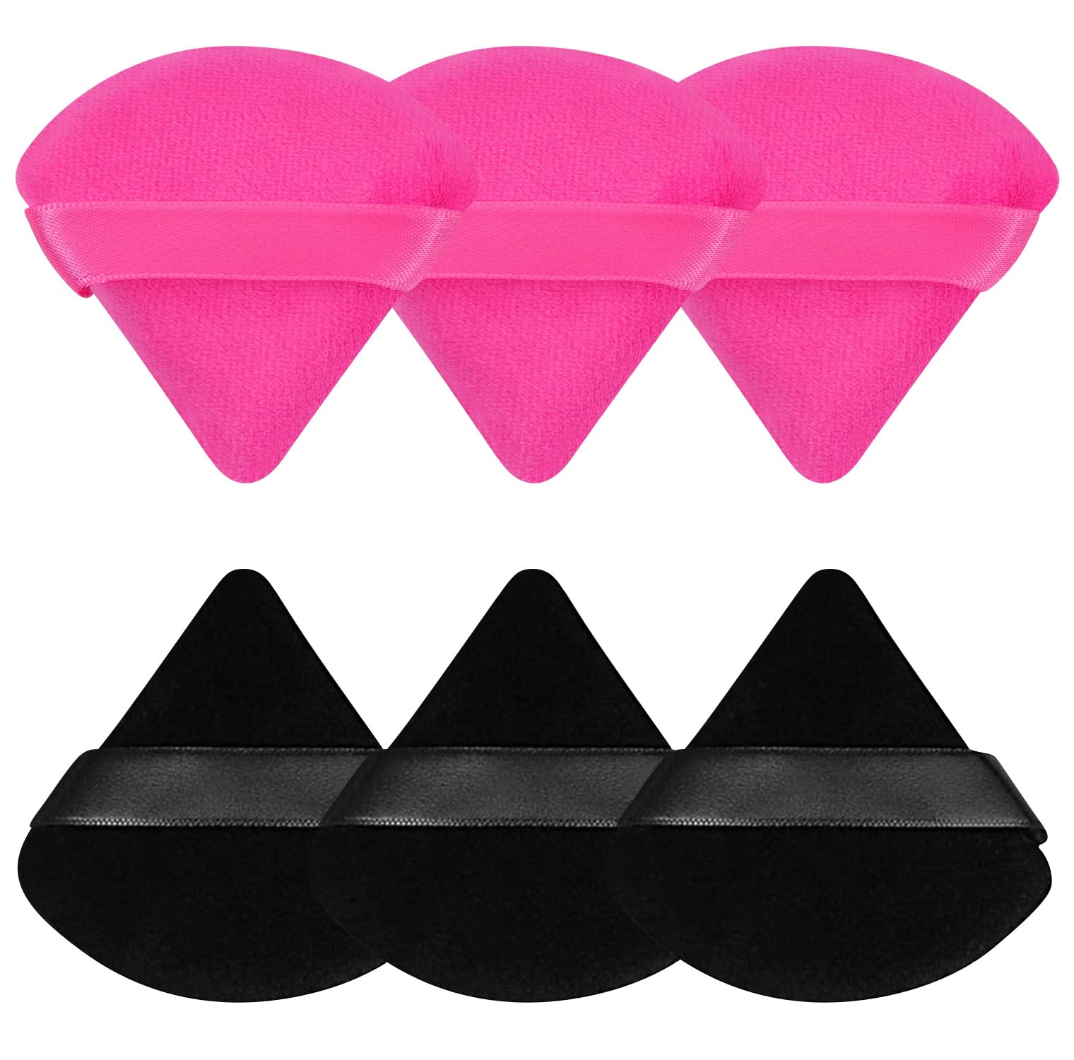 Pimoys 6 Pcs Powder Puff, Face Soft Triangle Makeup Puff Velet Makeup Sponge for Loose Powder (Green)