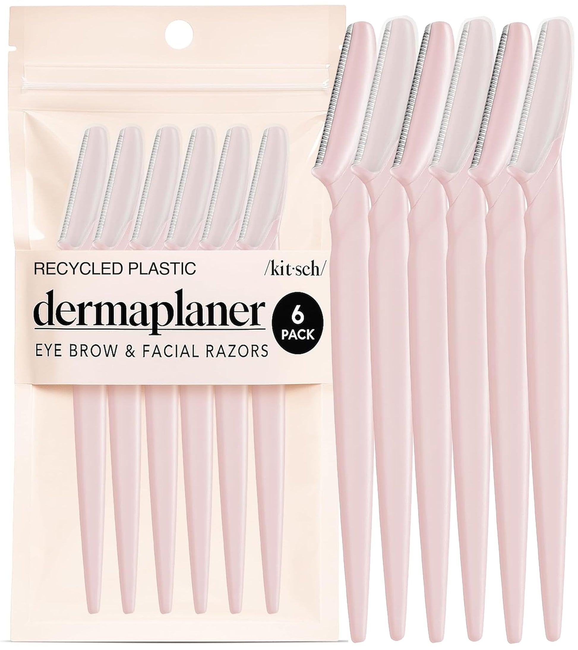 Kitsch Dermaplane Razor for Women Face – Face Razors for Women & Men, Eye Brow Razors & Face Shaver – Exfoliating Facial Razor & Dermaplaner as Skin Care Tool for Smoother Skin - Terracotta, 6 pcs