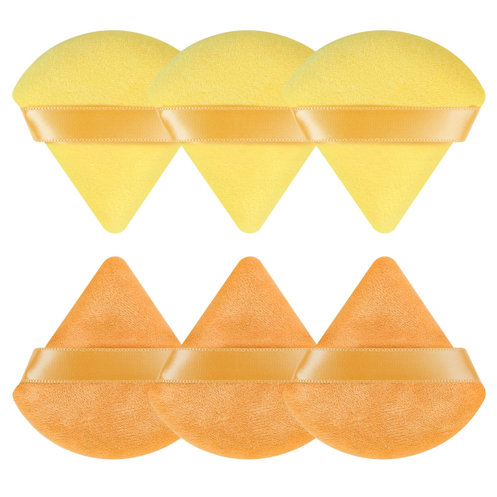 Pimoys 6 Pcs Powder Puff, Face Soft Triangle Makeup Puff Velet Makeup Sponge for Loose Powder (Green)