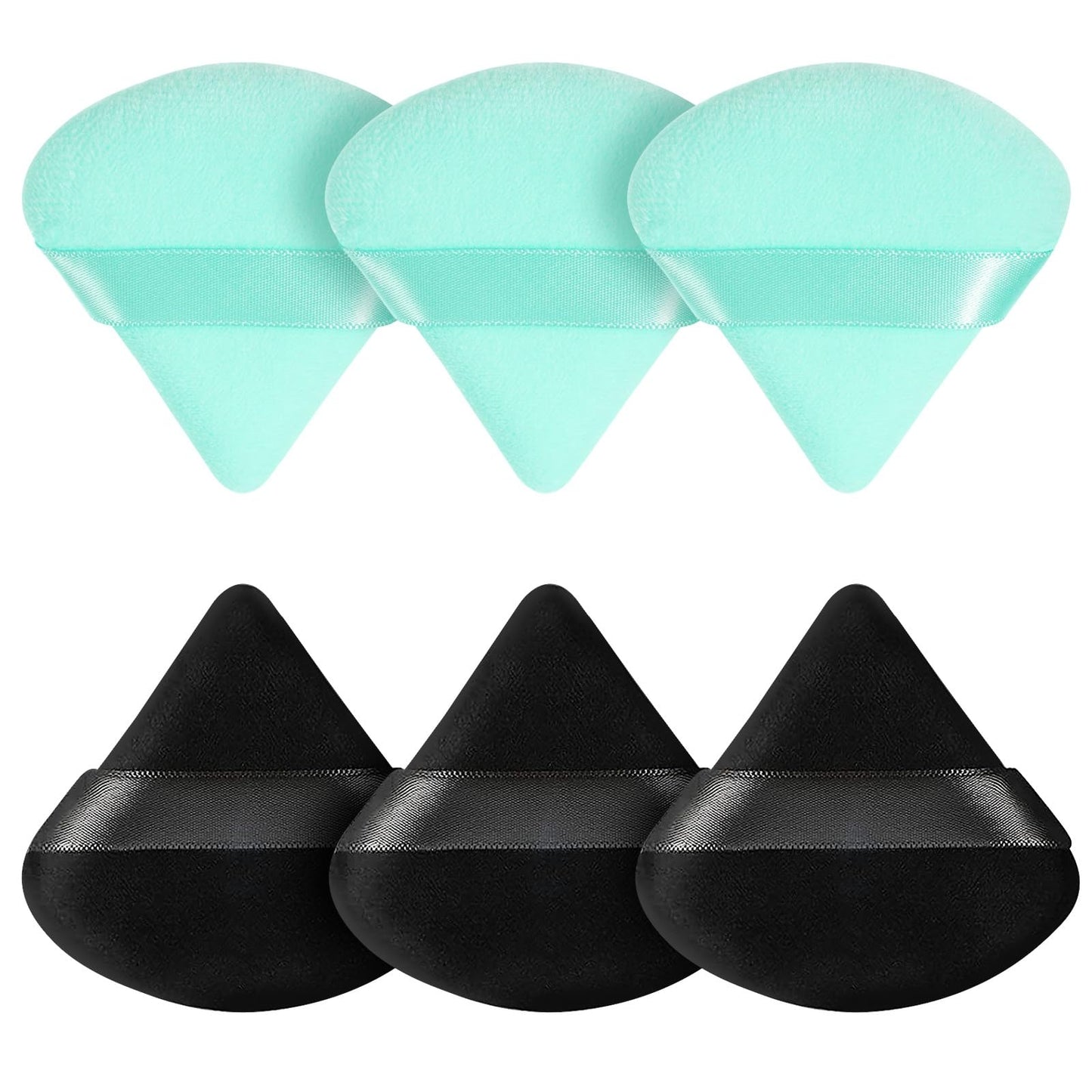 Pimoys 6 Pcs Powder Puff, Face Soft Triangle Makeup Puff Velet Makeup Sponge for Loose Powder (Green)