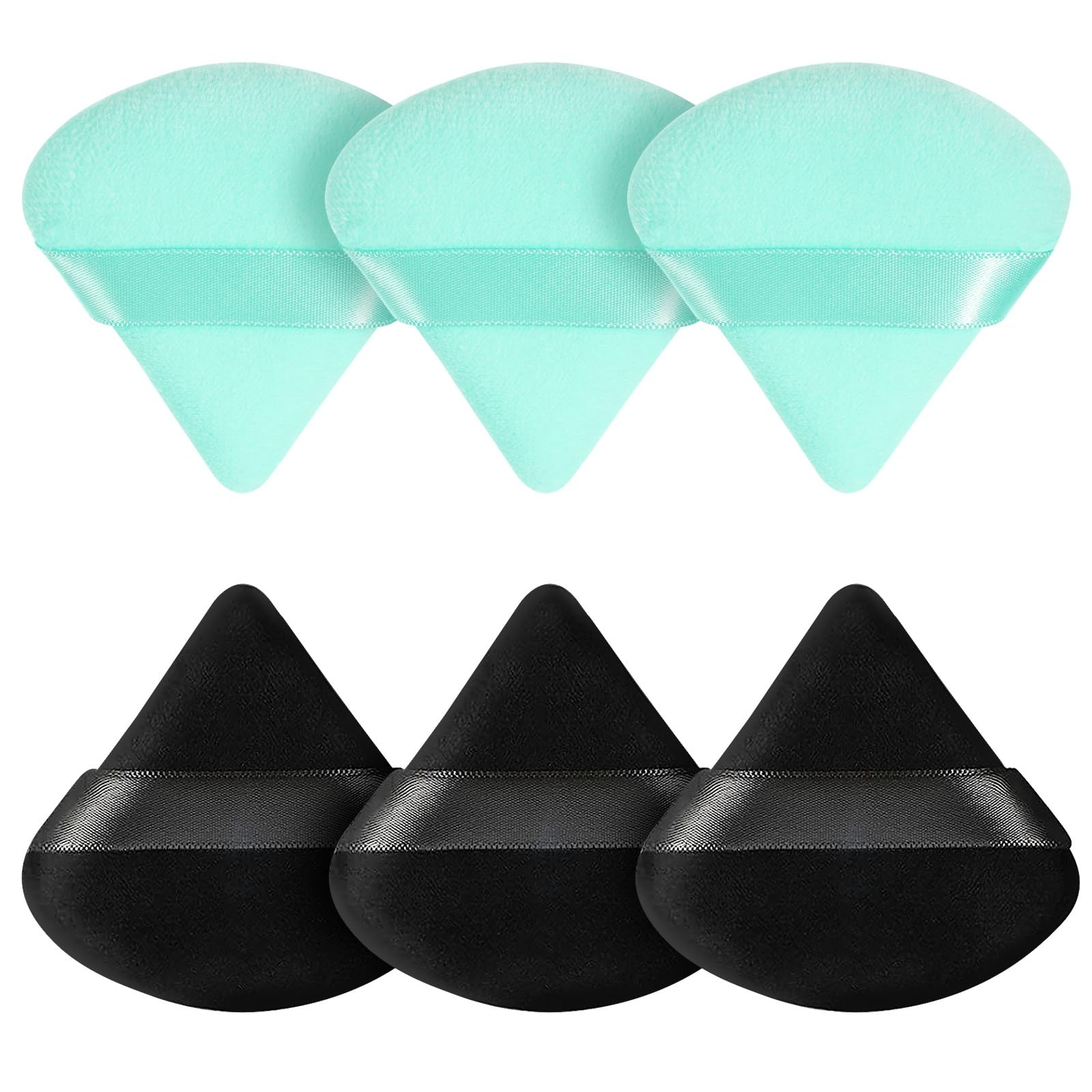 Pimoys 6 Pcs Powder Puff, Face Soft Triangle Makeup Puff Velet Makeup Sponge for Loose Powder (Green)