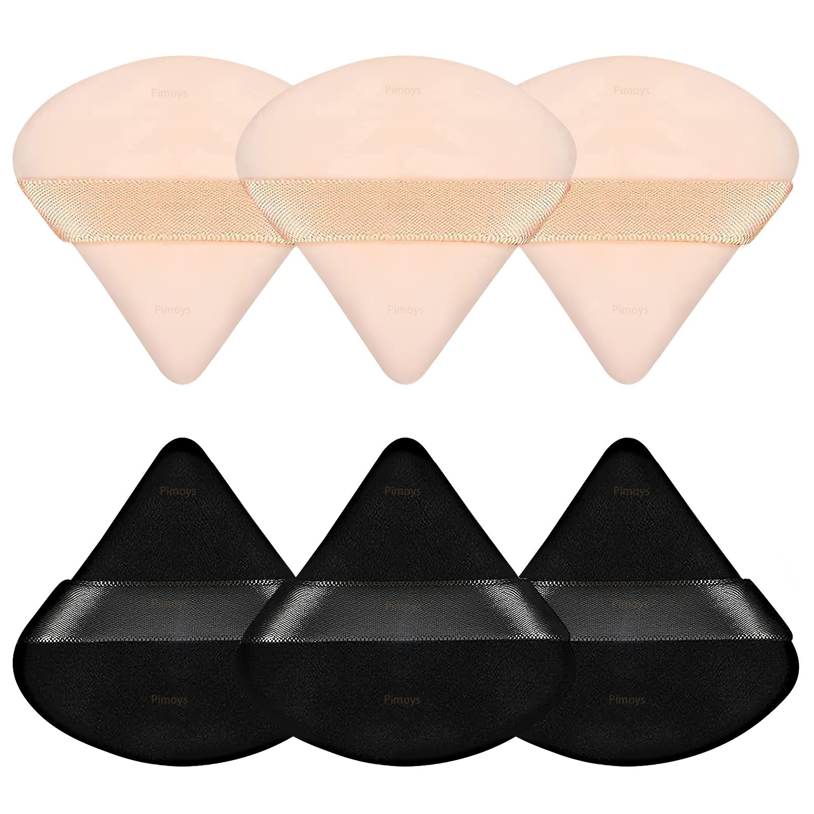 Pimoys 6 Pcs Powder Puff, Face Soft Triangle Makeup Puff Velet Makeup Sponge for Loose Powder (Green)