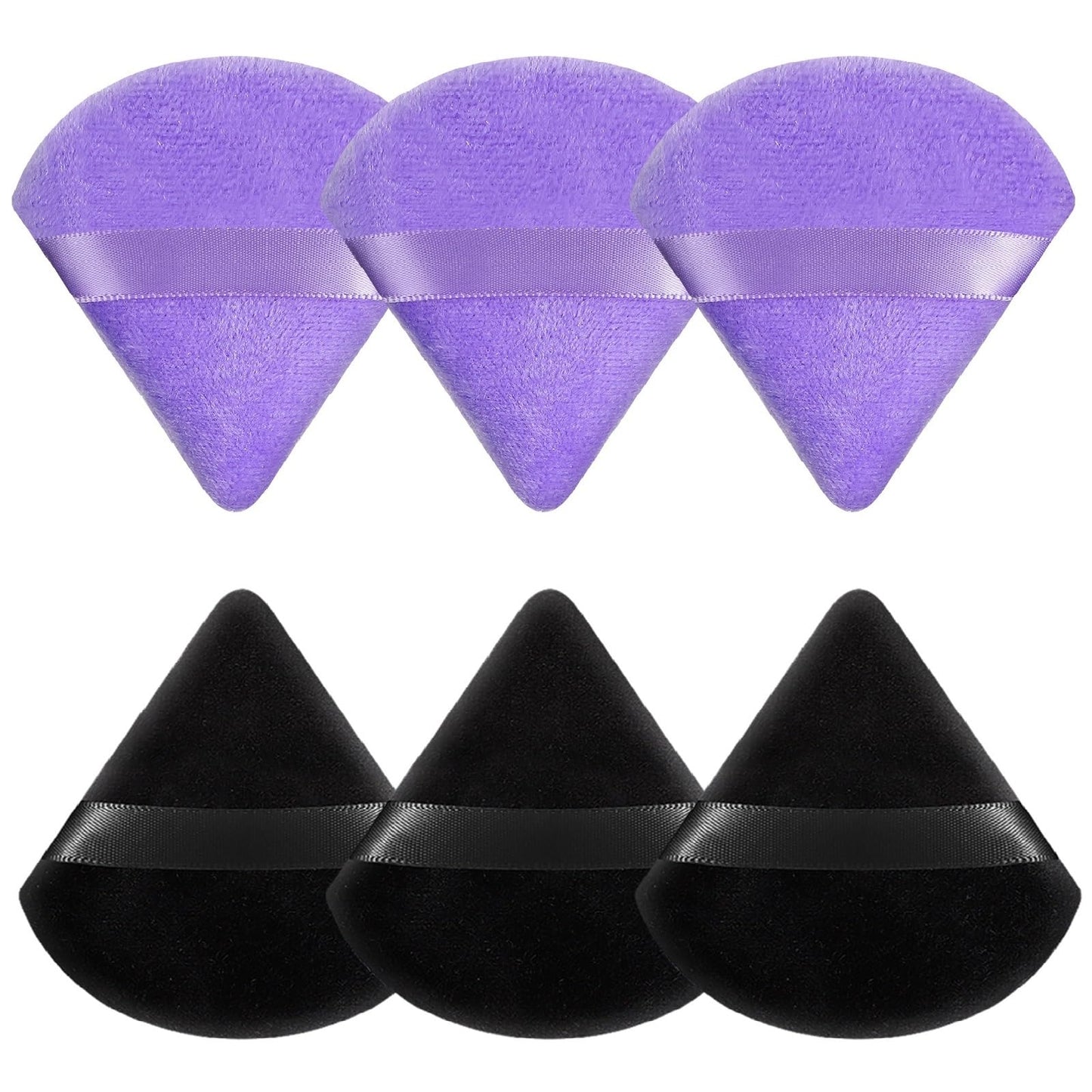 Pimoys 6 Pcs Powder Puff, Face Soft Triangle Makeup Puff Velet Makeup Sponge for Loose Powder (Green)