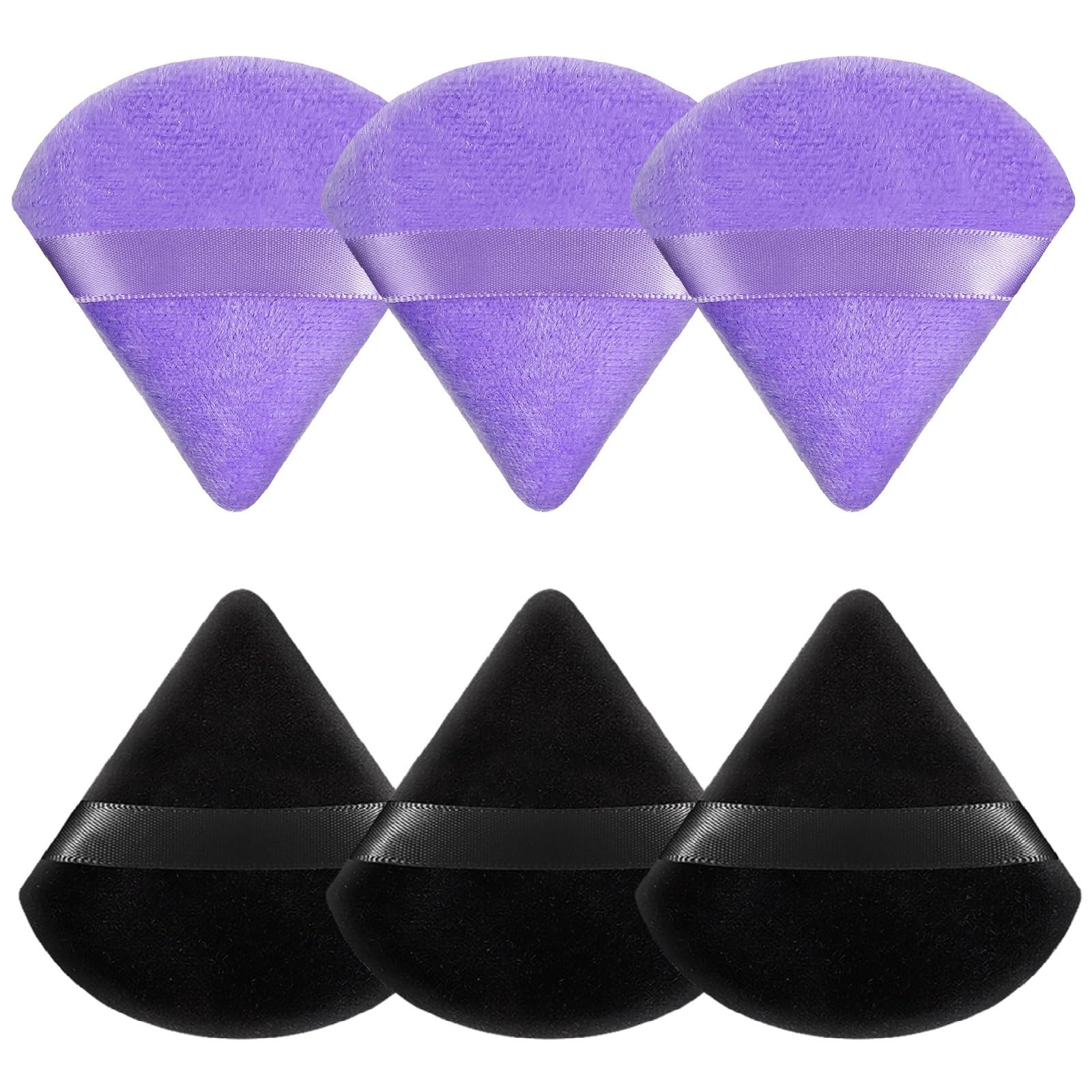 Pimoys 6 Pcs Powder Puff, Face Soft Triangle Makeup Puff Velet Makeup Sponge for Loose Powder (Green)
