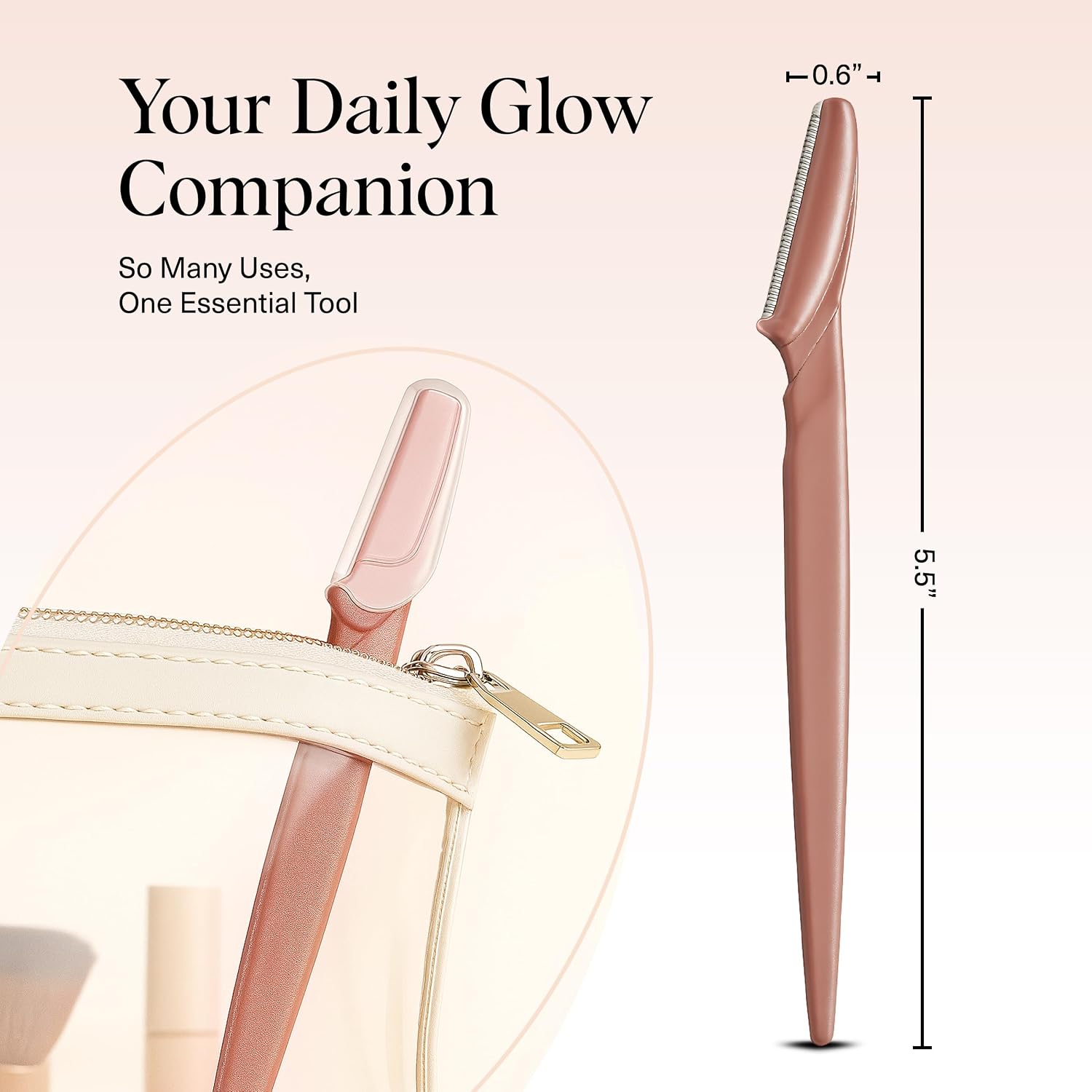 Kitsch Dermaplane Razor for Women Face – Face Razors for Women & Men, Eye Brow Razors & Face Shaver – Exfoliating Facial Razor & Dermaplaner as Skin Care Tool for Smoother Skin - Terracotta, 6 pcs
