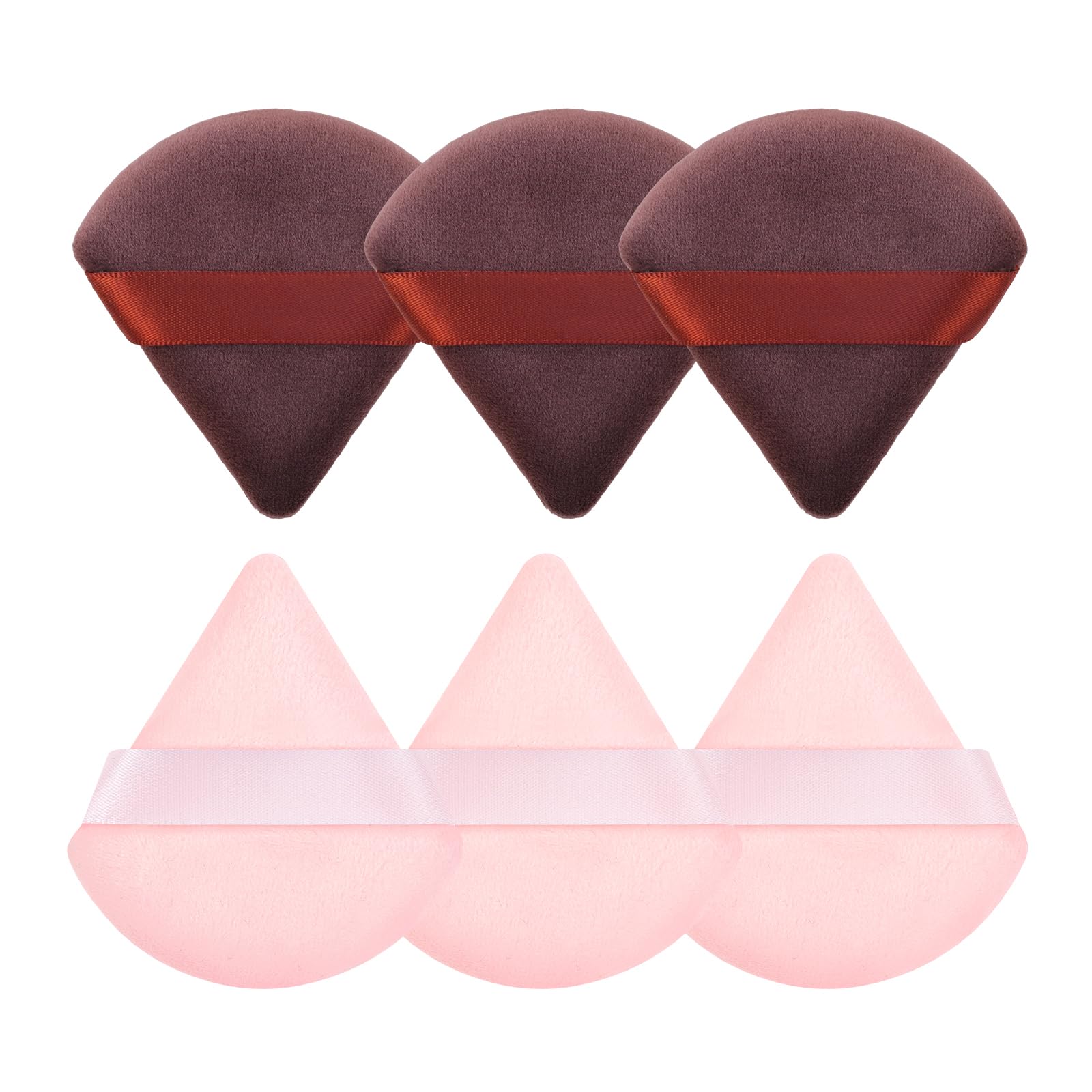 Pimoys 6 Pcs Powder Puff, Face Soft Triangle Makeup Puff Velet Makeup Sponge for Loose Powder (Green)