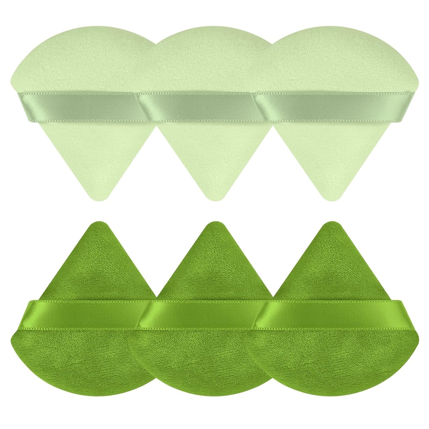 Pimoys 6 Pcs Powder Puff, Face Soft Triangle Makeup Puff Velet Makeup Sponge for Loose Powder (Green)