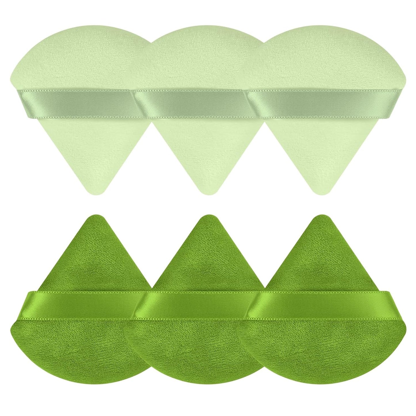 Pimoys 6 Pcs Powder Puff, Face Soft Triangle Makeup Puff Velet Makeup Sponge for Loose Powder (Green)