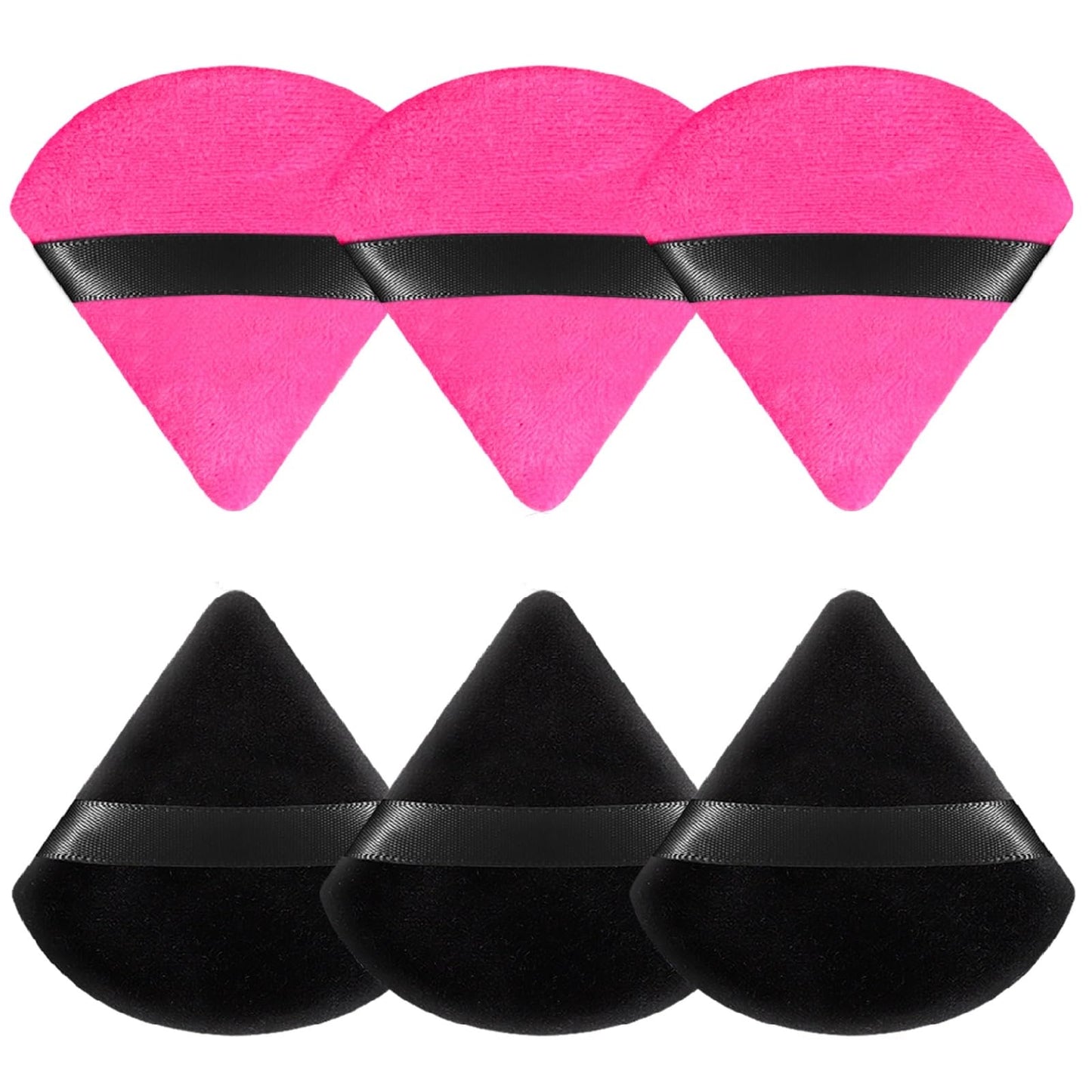 Pimoys 6 Pcs Powder Puff, Face Soft Triangle Makeup Puff Velet Makeup Sponge for Loose Powder (Green)
