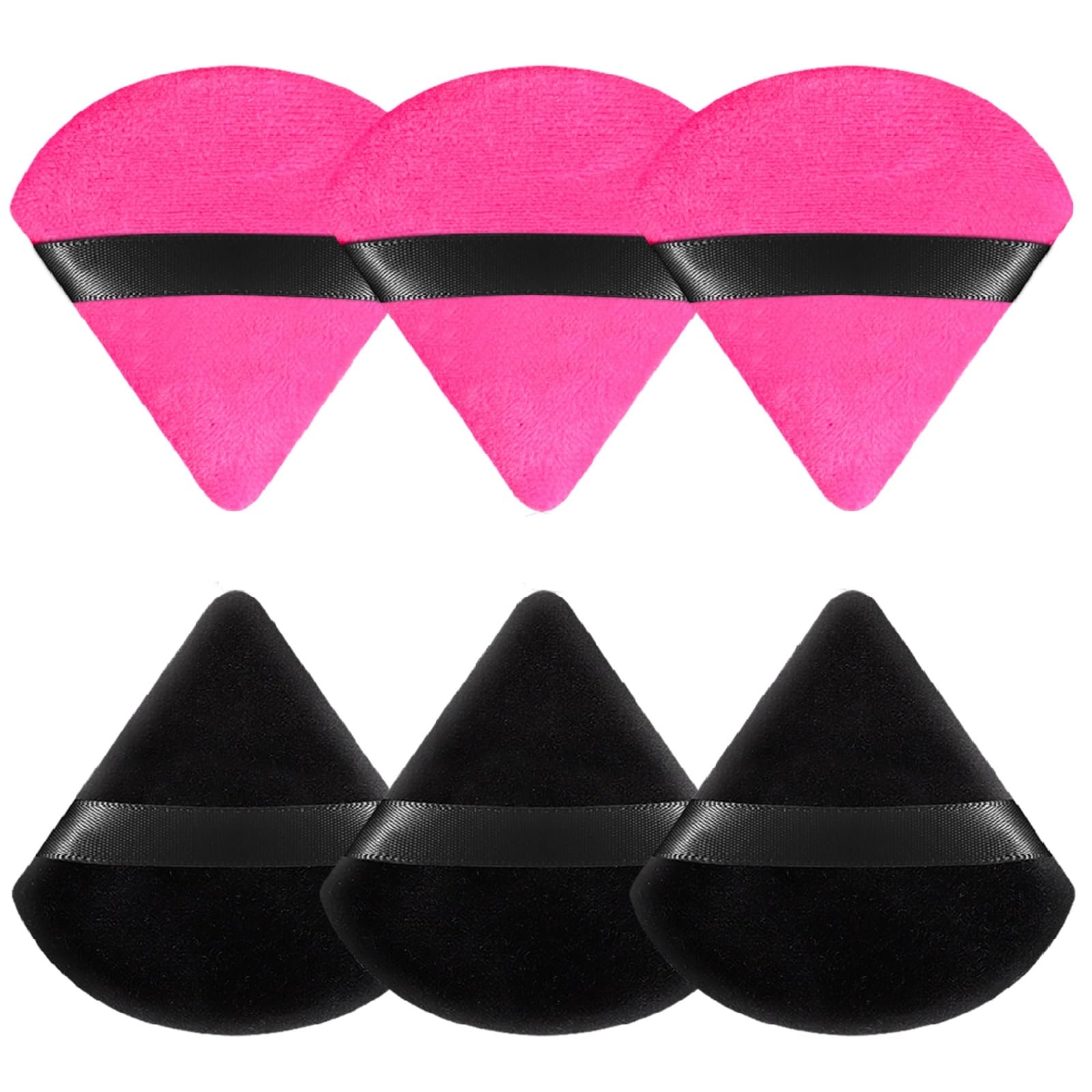 Pimoys 6 Pcs Powder Puff, Face Soft Triangle Makeup Puff Velet Makeup Sponge for Loose Powder (Green)