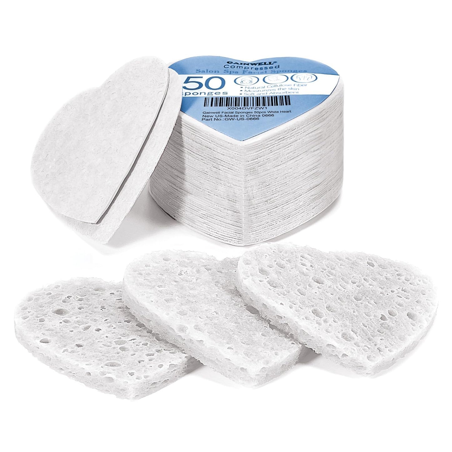 GAINWELL 50-Count Compressed Facial Sponge for Daily Facial Cleansing and Exfoliating, 100％ Natural Cosmetic Spa Sponges for Makeup Remover, Reusable, Pink