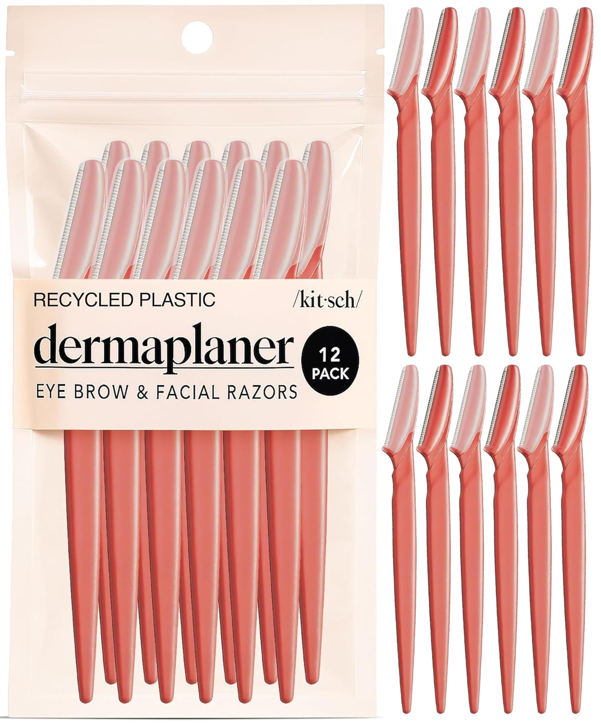Kitsch Dermaplane Razor for Women Face – Face Razors for Women & Men, Eye Brow Razors & Face Shaver – Exfoliating Facial Razor & Dermaplaner as Skin Care Tool for Smoother Skin - Terracotta, 6 pcs