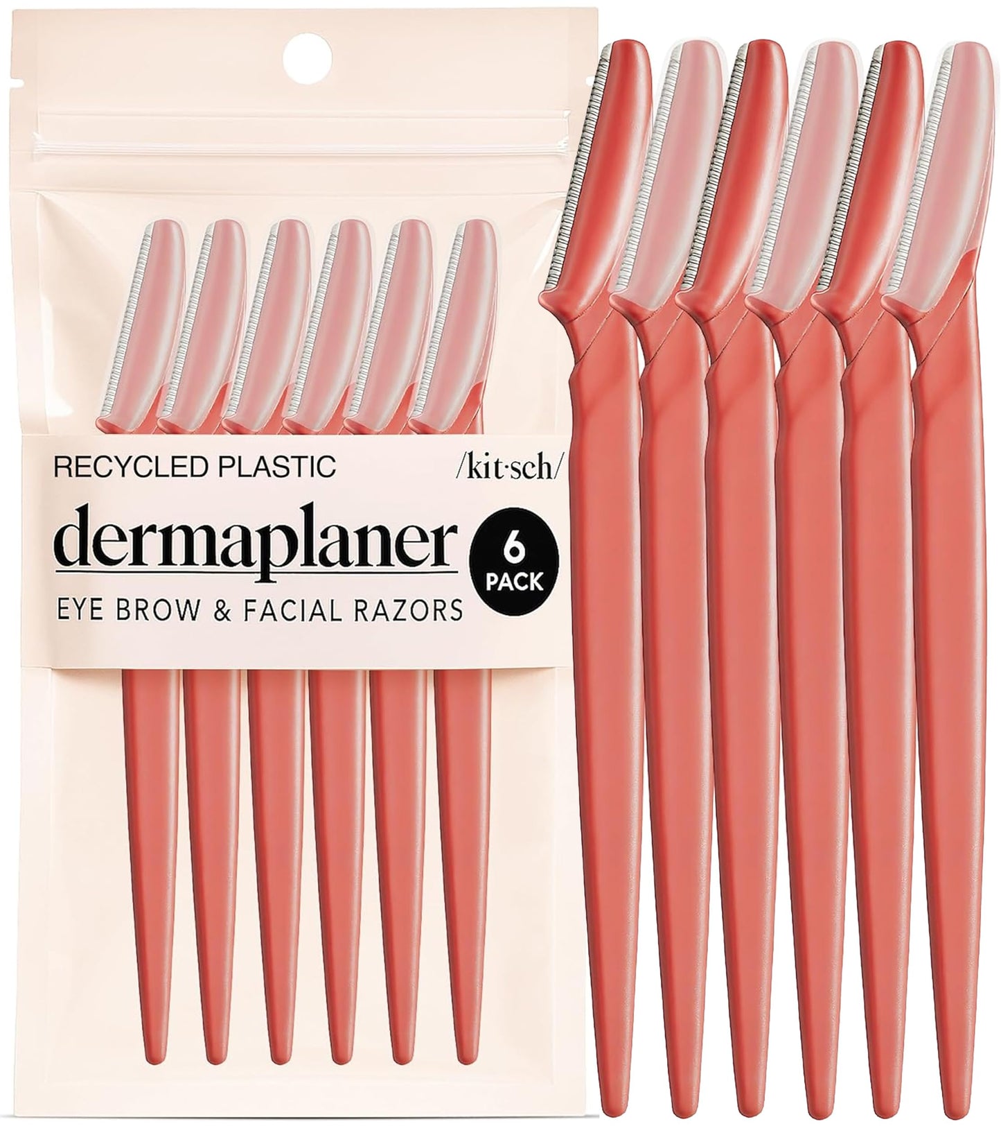 Kitsch Dermaplane Razor for Women Face – Face Razors for Women & Men, Eye Brow Razors & Face Shaver – Exfoliating Facial Razor & Dermaplaner as Skin Care Tool for Smoother Skin - Terracotta, 6 pcs