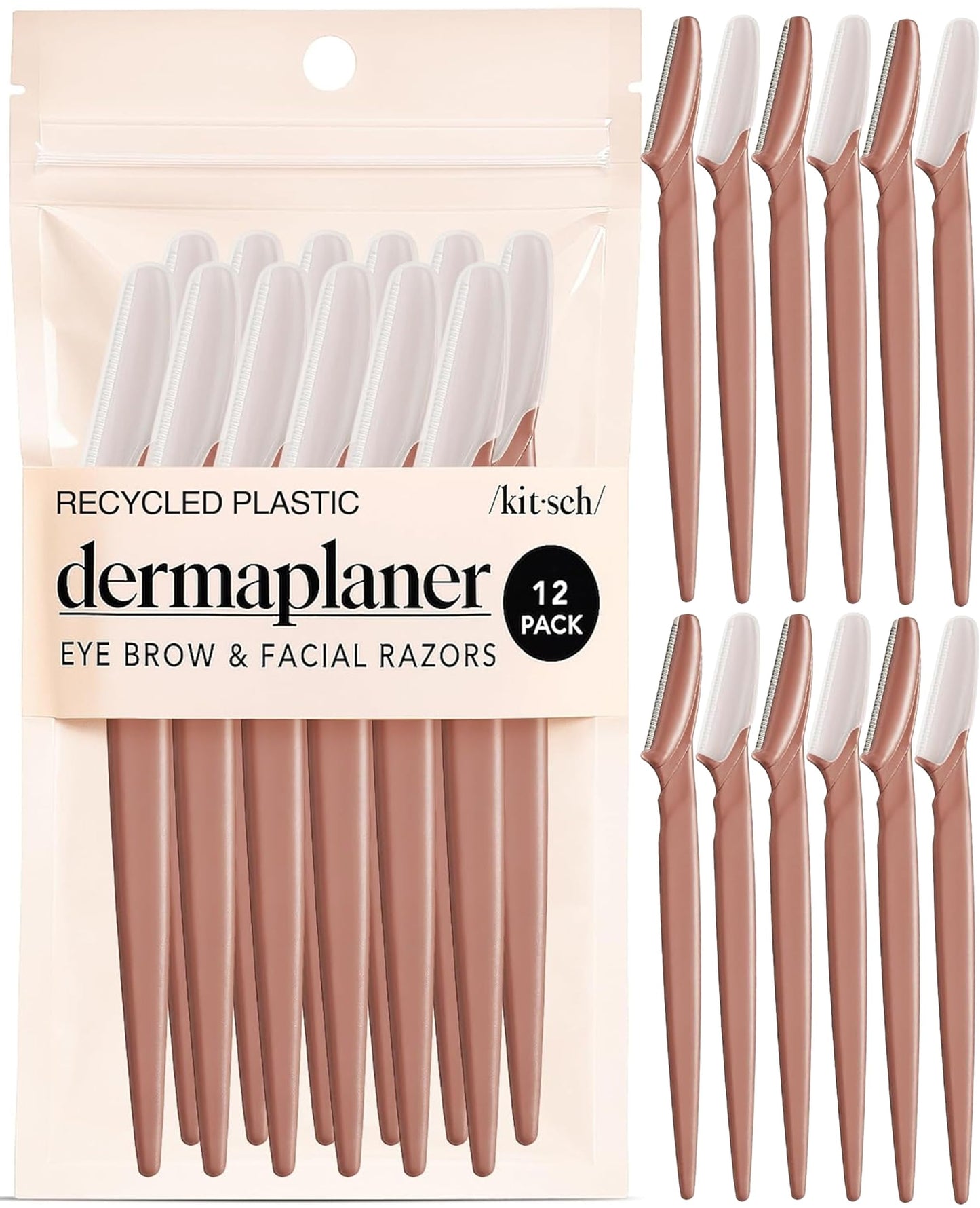 Kitsch Dermaplane Razor for Women Face – Face Razors for Women & Men, Eye Brow Razors & Face Shaver – Exfoliating Facial Razor & Dermaplaner as Skin Care Tool for Smoother Skin - Terracotta, 6 pcs