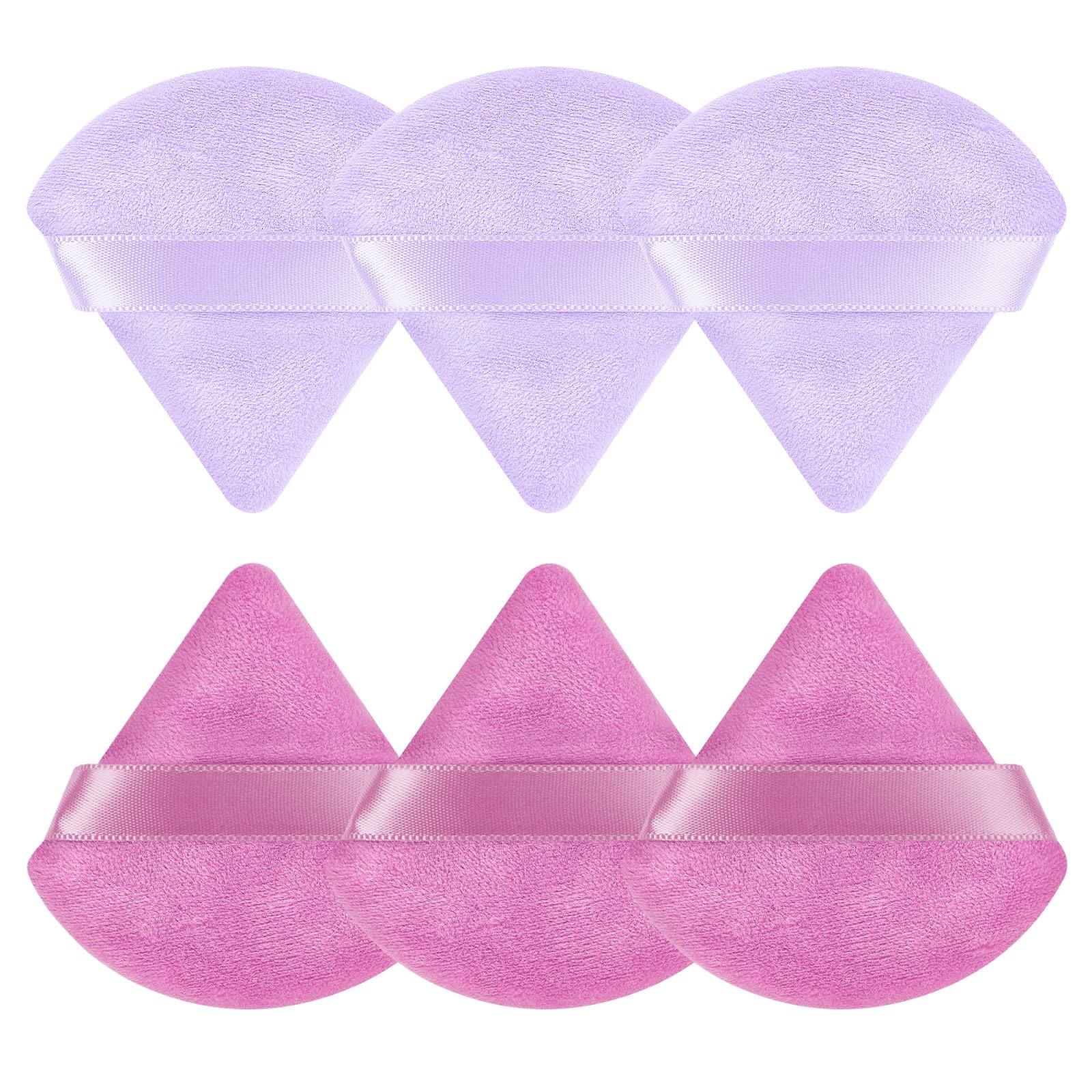Pimoys 6 Pcs Powder Puff, Face Soft Triangle Makeup Puff Velet Makeup Sponge for Loose Powder (Green)