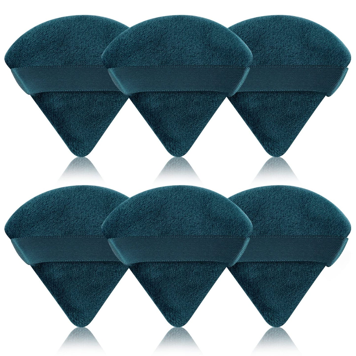 Pimoys 6 Pcs Powder Puff, Face Soft Triangle Makeup Puff Velet Makeup Sponge for Loose Powder (Green)