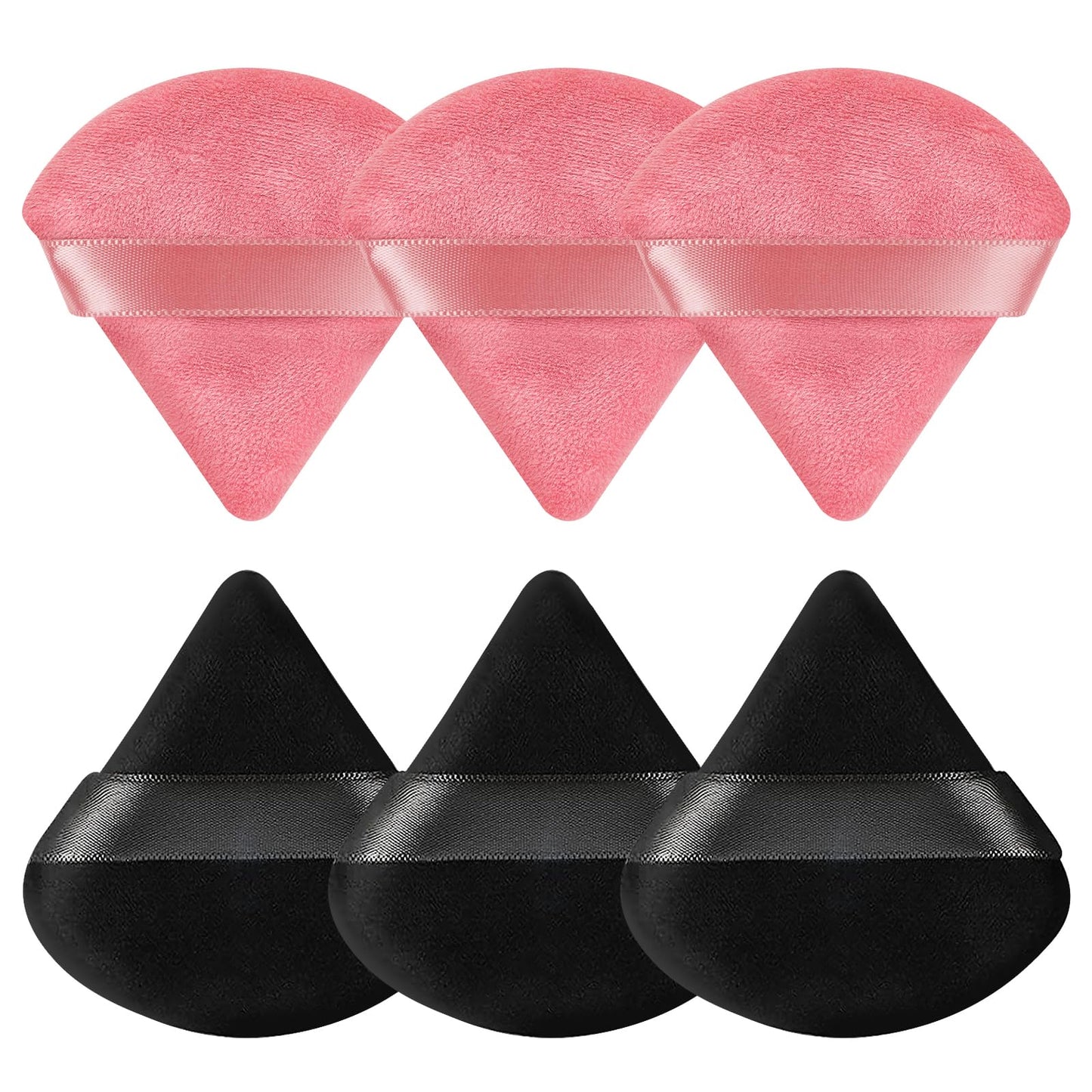 Pimoys 6 Pcs Powder Puff, Face Soft Triangle Makeup Puff Velet Makeup Sponge for Loose Powder (Green)