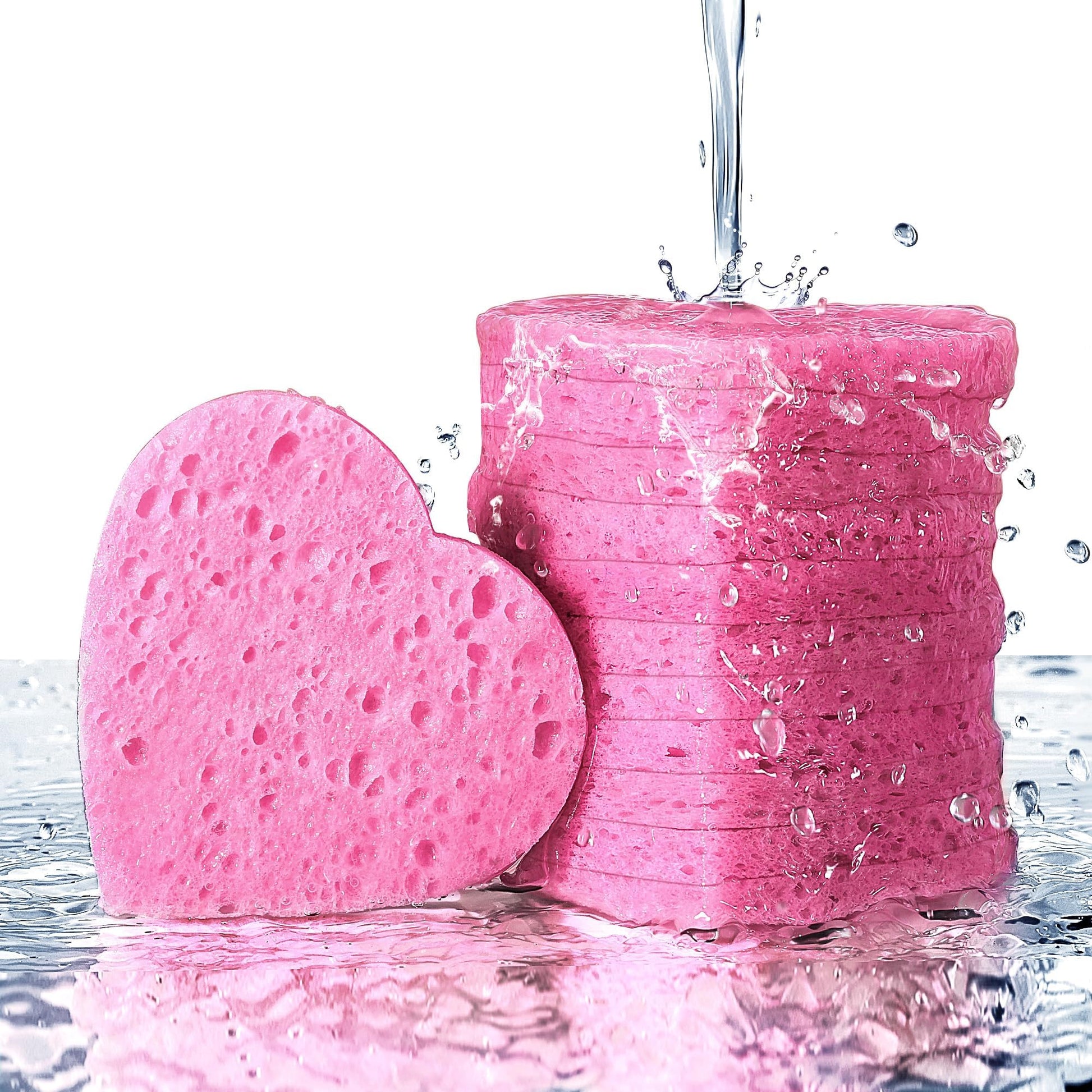 GAINWELL 50-Count Compressed Facial Sponge for Daily Facial Cleansing and Exfoliating, 100％ Natural Cosmetic Spa Sponges for Makeup Remover, Reusable, Pink